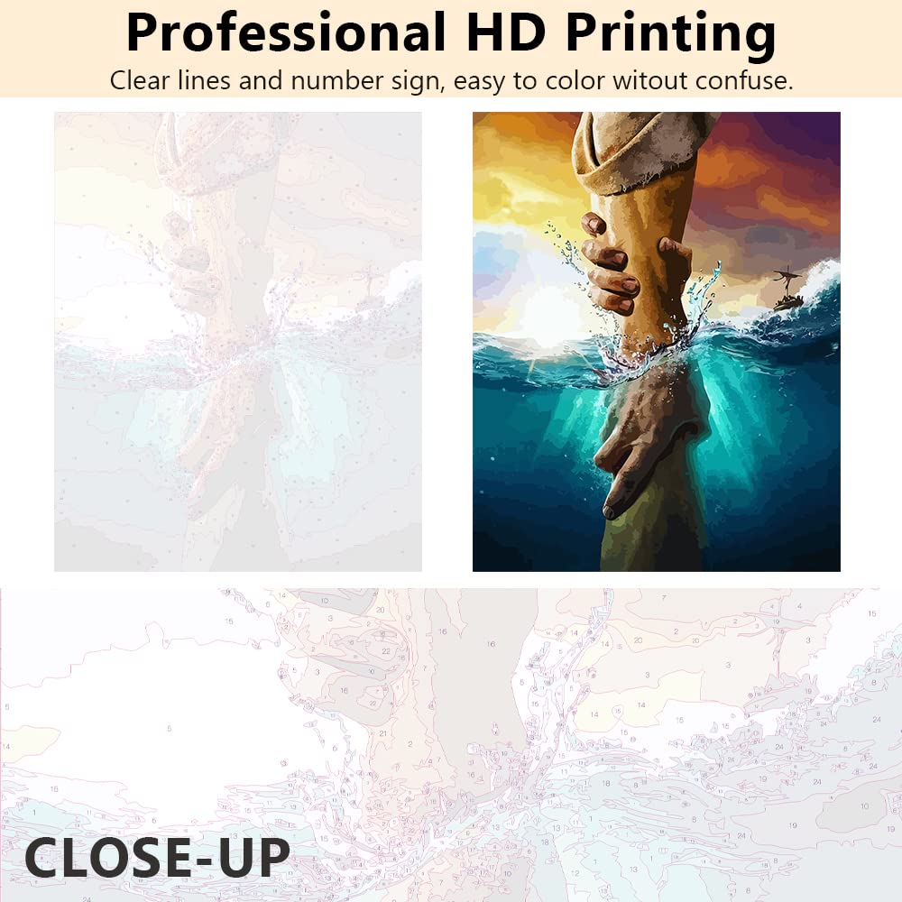 TISHIRON Paint by Numbers Christian Jesus Painting Kits by Number for Adults Kids on Canvas Wall Decor with Paintbrushes Acrylic Pigment for Home Living Room Decor 16 inx20 in TISHIRON