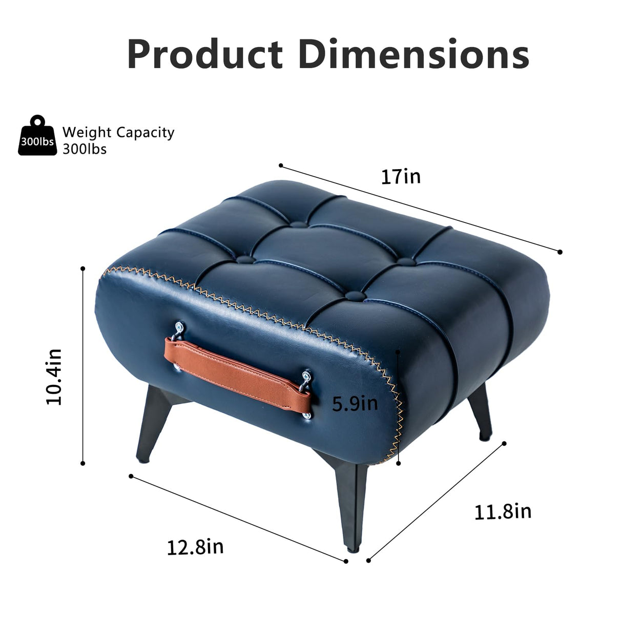Purgreen Small Footstool Ottoman - Stylish and Functional Faux Leather Footrest for Extra Seating in Living Room, Entryway, or Office Purgreen