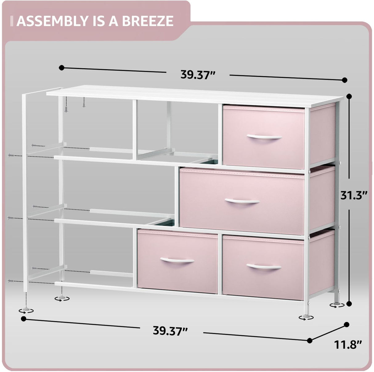 Sorbus Kids Dresser with 8 Drawers - Chest Organizer Unit with Steel Frame Wood Top & Handle, Fabric Bins for Clothes - Wide Furniture for Bedroom Hallway Kids Room Nursery & Closet Sorbus