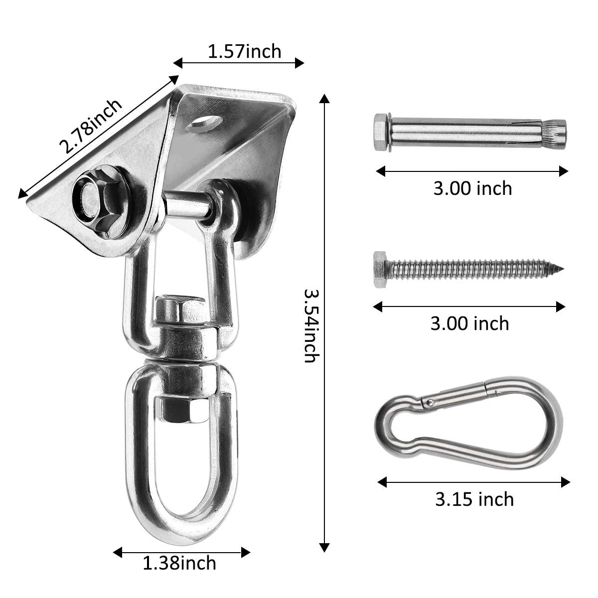 Velomill Hammock Hanging Kit, 1000 lb Capacity Heavy Duty 360° Rotate Swing Ultra Durable Hooks for Swing, Chair, Multiple Indoor Outdoor Gym Velomill