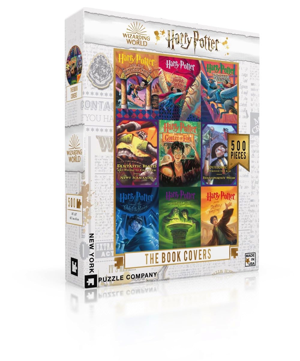 New York Puzzle Company - Harry Potter Book Cover Collage - 500 Piece Jigsaw Puzzle for Adults by Mary GrandPré New York Puzzle Company