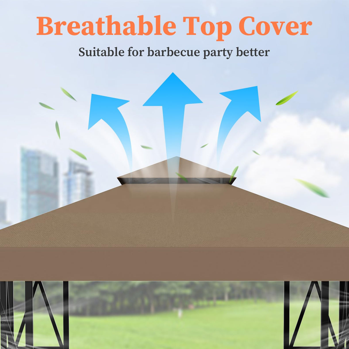 Gazebo Canopy Replacement 118"x118" Outdoor Canopy Shelter for Smaller 10x10ft Top Double Tiered Canopy Cover ERFEI