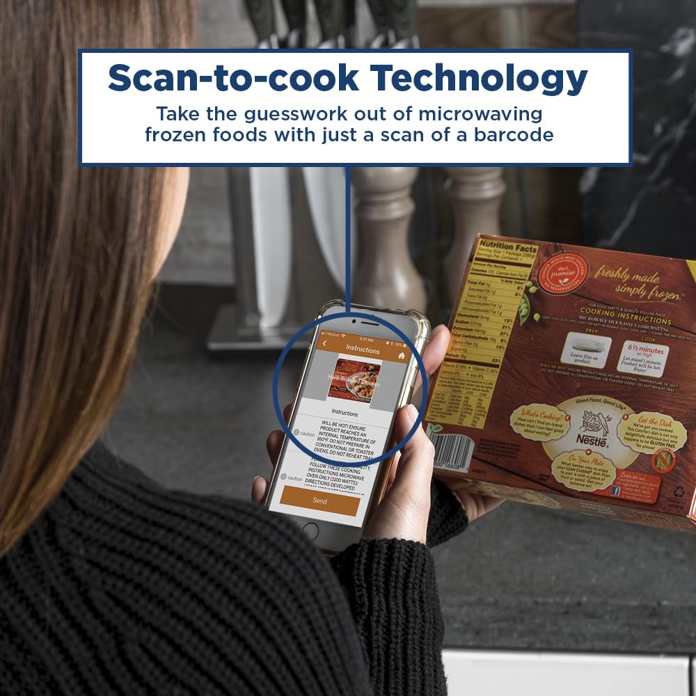 GE Smart Countertop Microwave Oven | Complete with Scan-to-Cook Technology and Wifi-Connectivity | 0.9 Cubic Feet Capacity, 900 Watts | Home & Kitchen Essentials | Stainless Steel GE