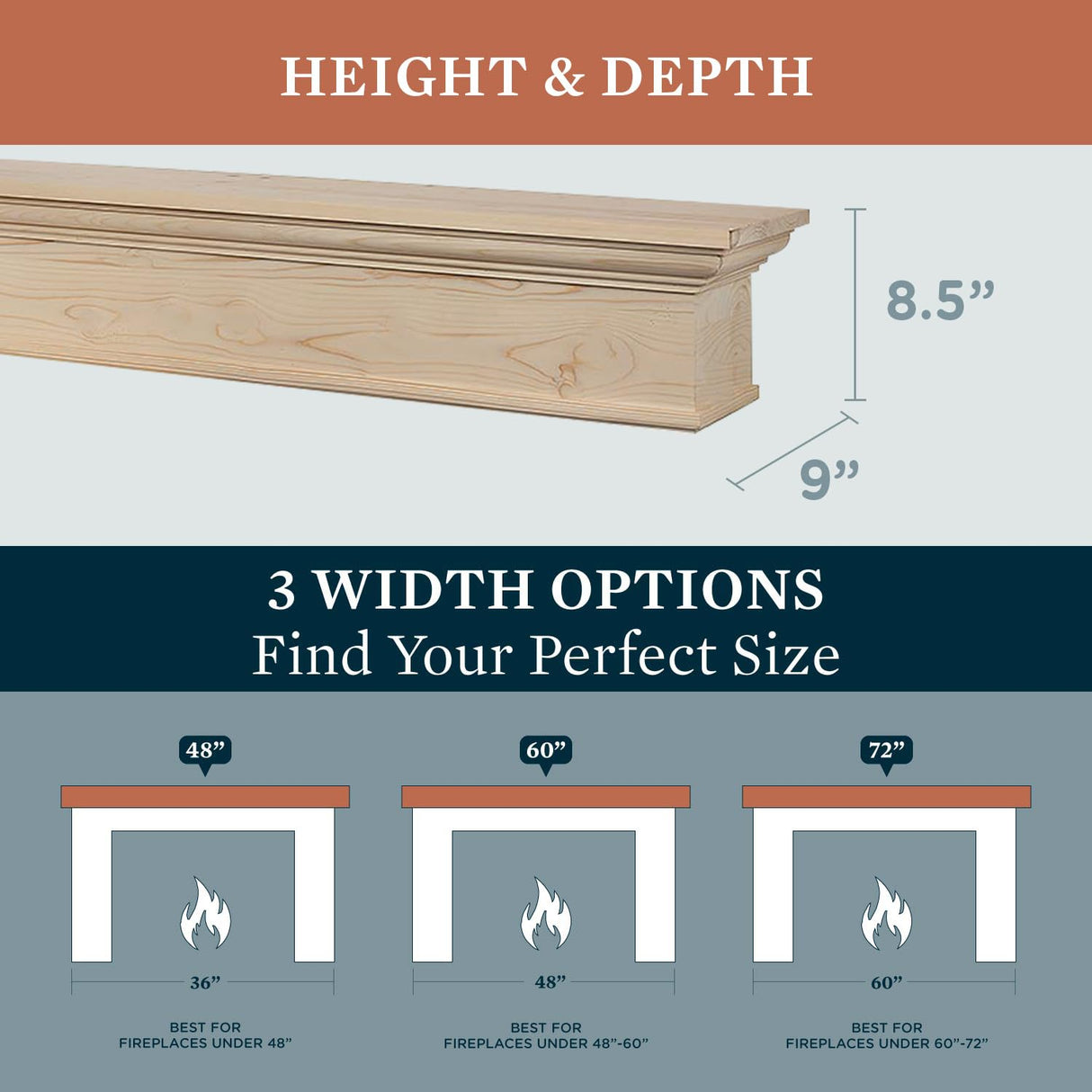 MANTELSDIRECT 60 Inch Floating Fireplace Mantel Wood Shelf in Unfinished - Bellamy from Mantels Direct | Wooden Rustic Wall Shelf Perfect for Décor and Electric Fireplaces MANTELSDIRECT