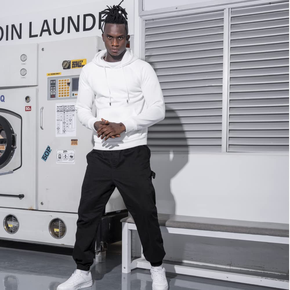 TOLOER Men's Hoodies Pullover Slim Fit Solid Color Sports Outwear Sweatshirts White Large TOLOER