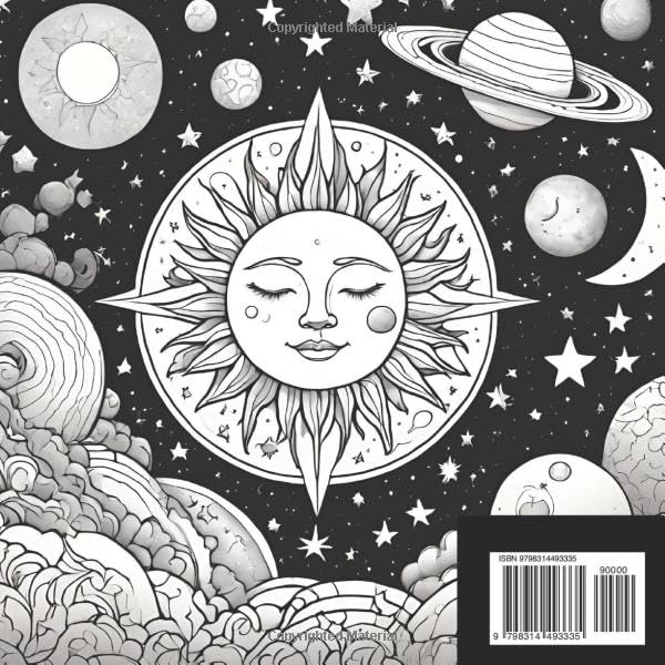 Coloring Book Sun Moon Stars with Planets Majosta