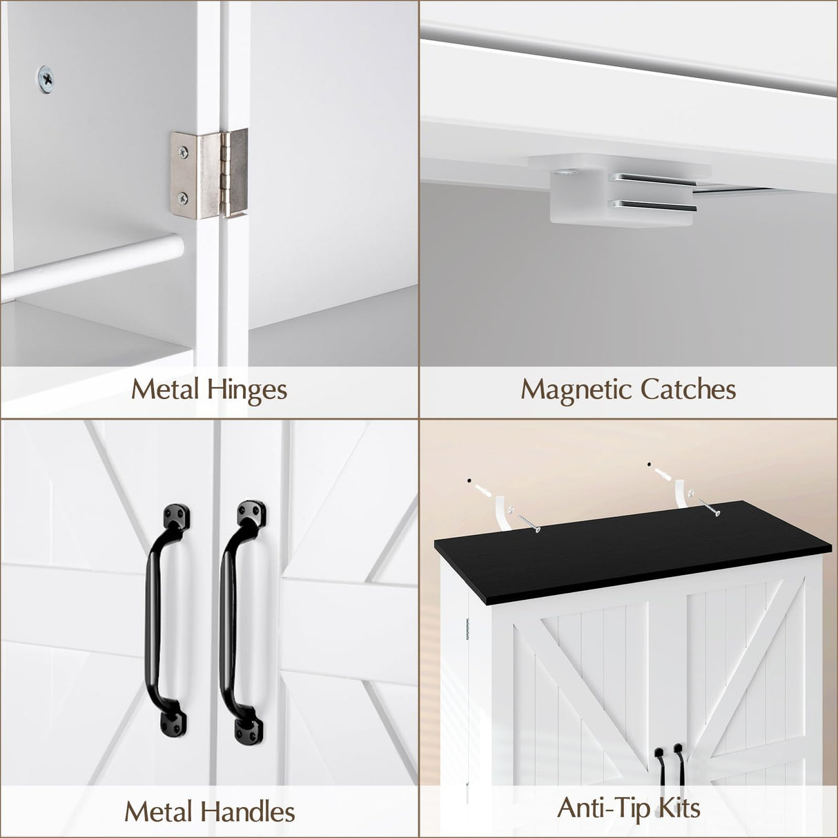 OtterOasis 72" Tall Pantry Cabinet, 31.5" W Larger Farmhouse Kitchen Pantry Cabinet with Barn Doors, Hidden Drawer and 4 Shelves, Wood Versatile Storage Cabinet for Kitchen, Dining Room, Living Room OtterOasis