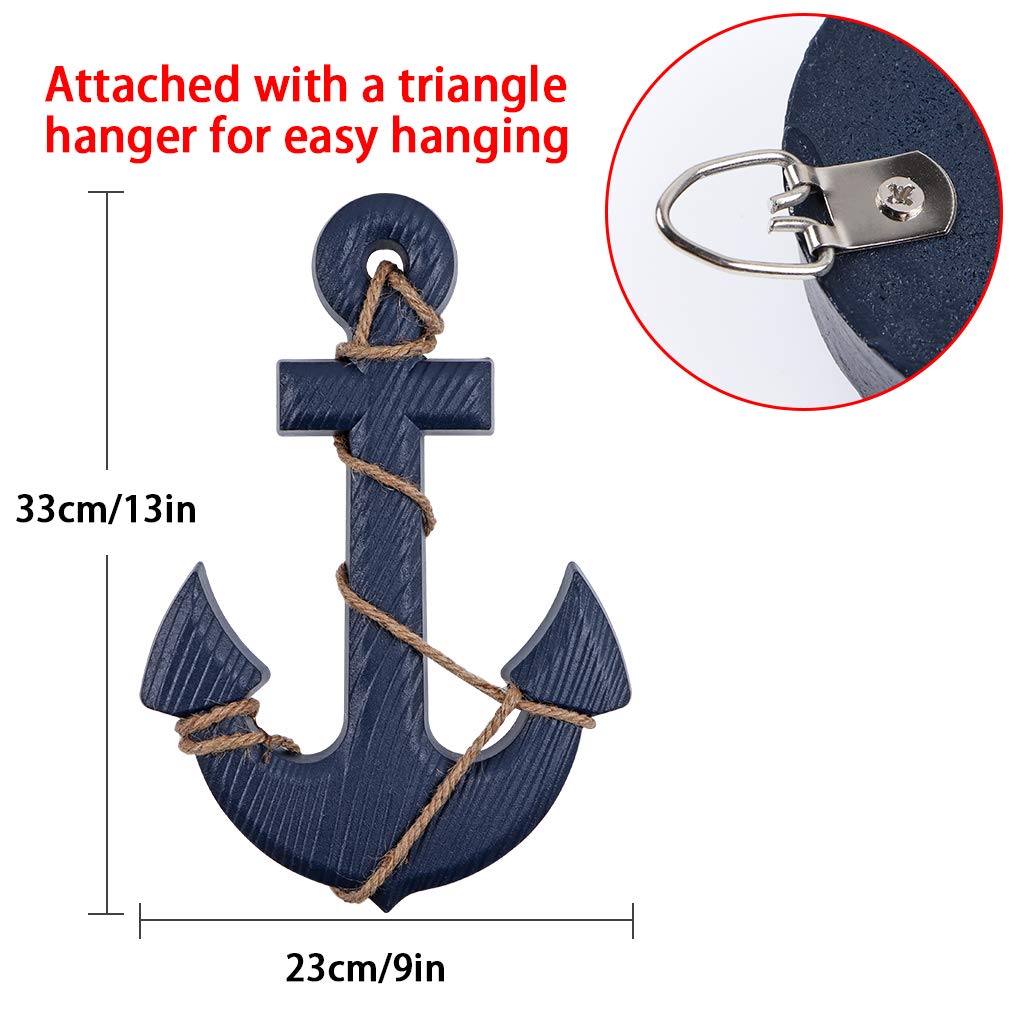 MDLUU Wooden Ship Wheel, Ship Rudder Decor, Helm Wheel Wall Hanging Ornament (11"(navy blue)) MDLUU