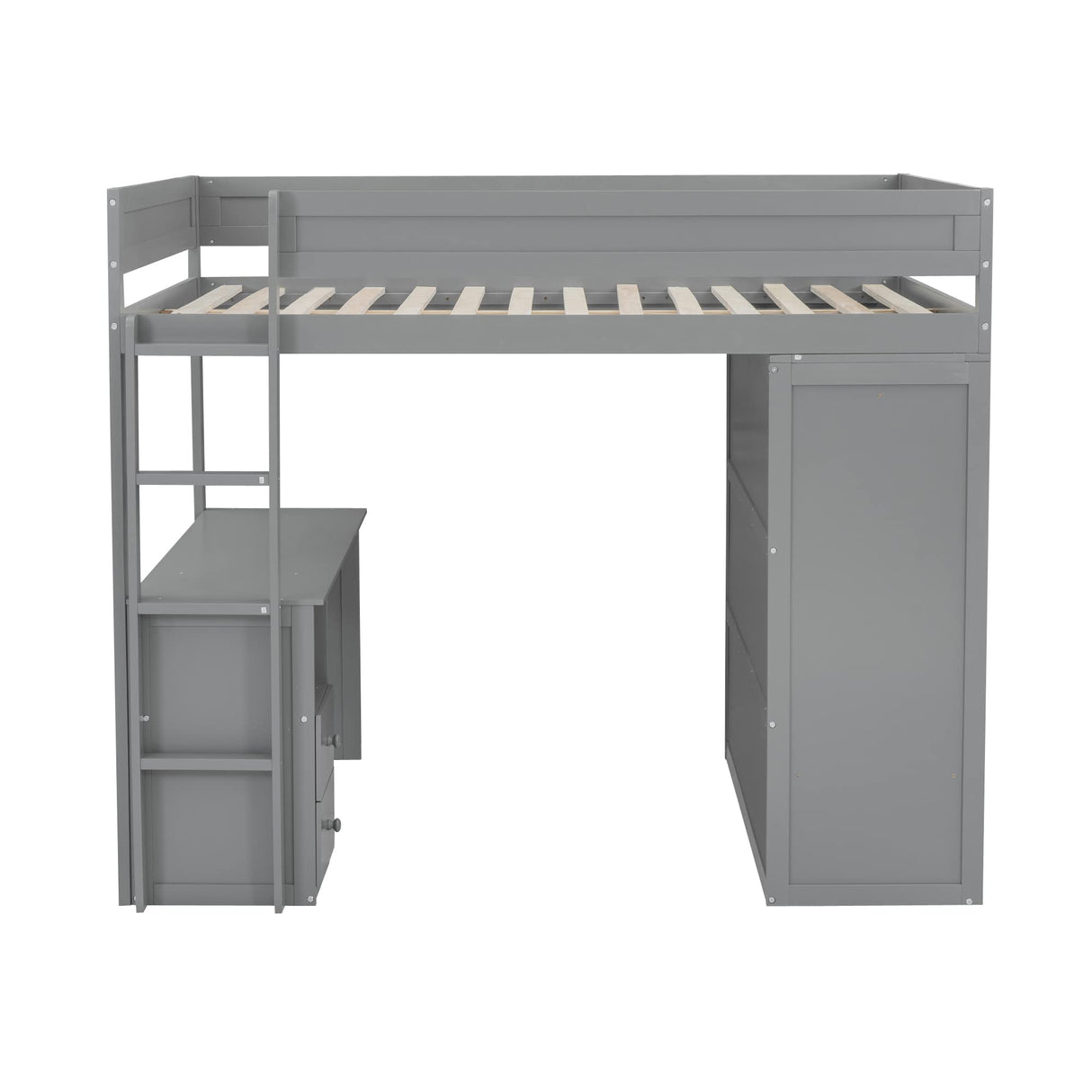 Harper & Bright Designs Gray Full Size Loft Bed with Integrated Desk and Wardrobes Harper & Bright Designs