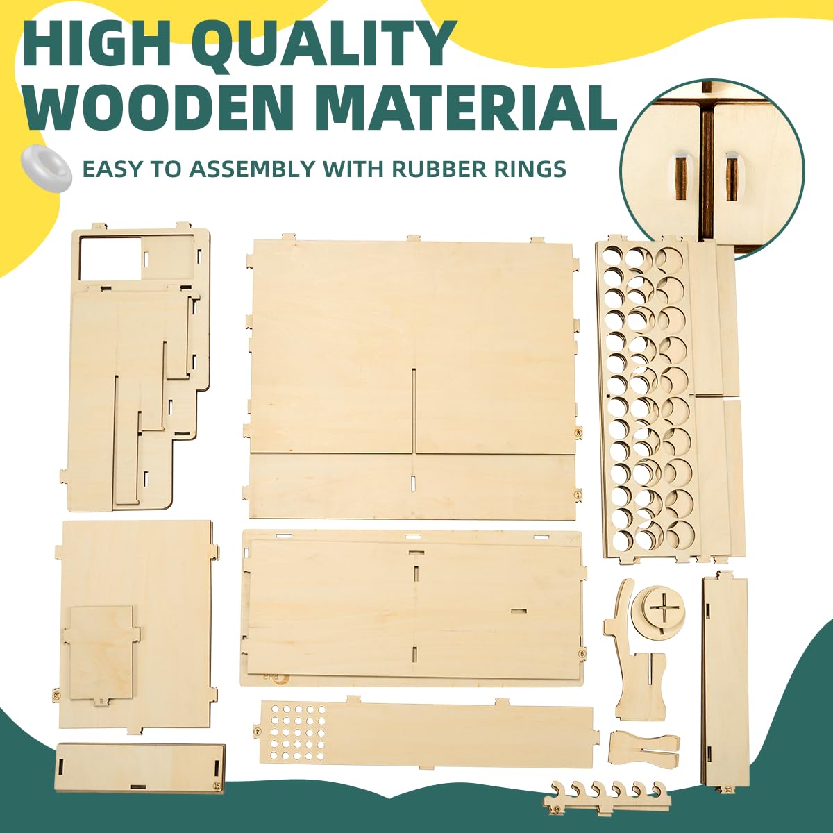 OPHIR Wooden Paint Rack Organizer, Miniature Paint Holder with 104 Holes of 2 Sizes for Model Miniature Paints, Includes 2 Drawers, 2 Painting Handles, 1 Brush Holder, 25 Paintbrush Holes OPHIR