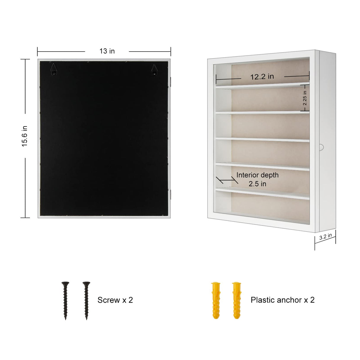 TJ.MOREE Sunglasses Organizer Storage Wall Mounted: 13 x 15.6 inches Eyewear Display Case Rustic Wood Eyeglasses Holder Large Glasses Storage Box,White TJ.MOREE