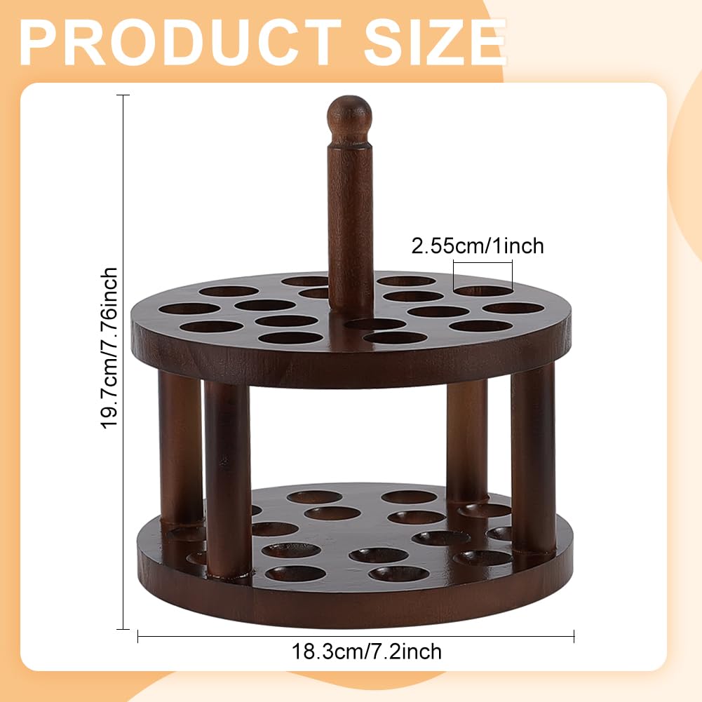 FINGERINSPIRE Wooden Crochet Hooks Holder 7.2x7.75inch Crochet Hooks Crafts Organizer With 16 Holes Coconut Brown Pine Wood Knitting Cases Sewing Supplies Storage for Knitting FINGERINSPIRE