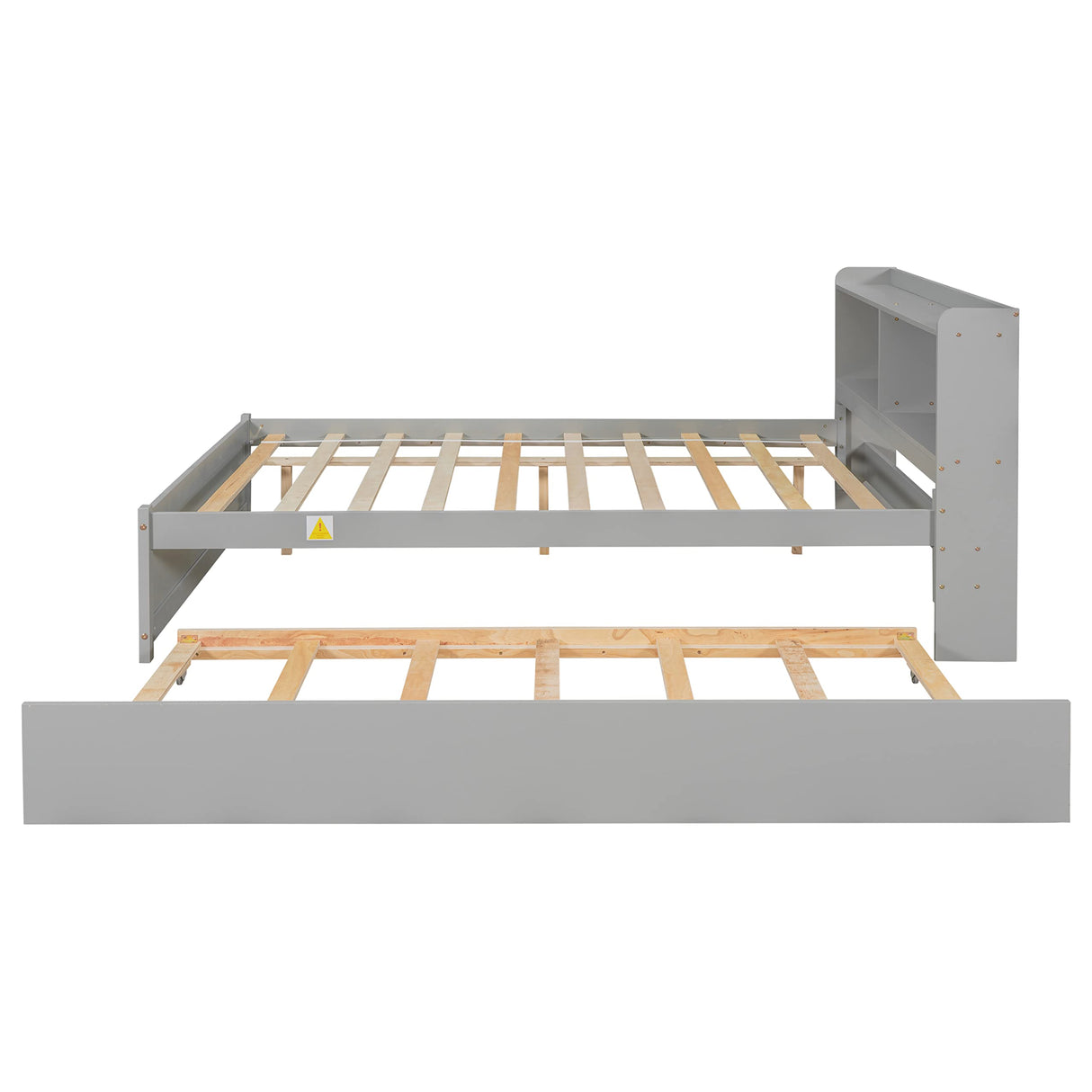 Harper & Bright Designs Full Size Bed Frame with Trundle, Full Size Platform Bed with Twin Trundle Under, Grey Harper & Bright Designs
