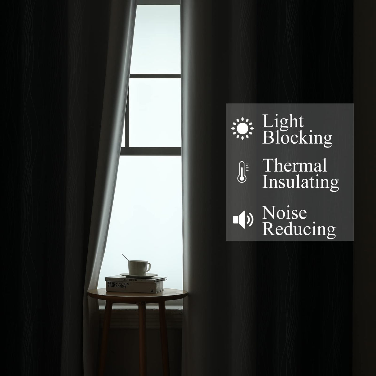 Estelar Textiler Navy Blue and Greyish White Blackout Curtains 108 Inches Long, Thermal Insulated Long Curtains for Bedroom, Full Light Blocking Energy Saving Drapes for Living Room,52Wx108L, 2 Panels Estelar Textiler