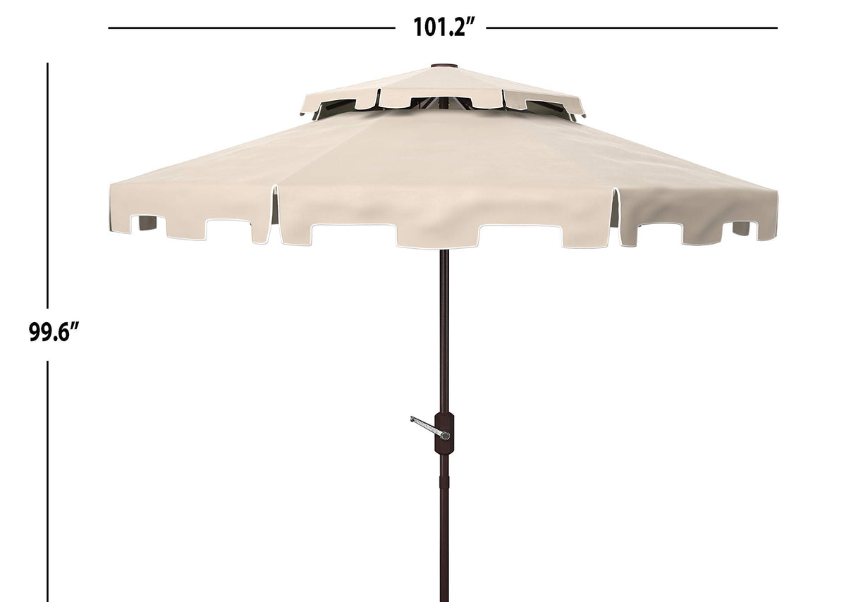 Safavieh Outdoor Zimmerman Beige and White 9-foot Double Top Market UV Protected Umbrella Safavieh