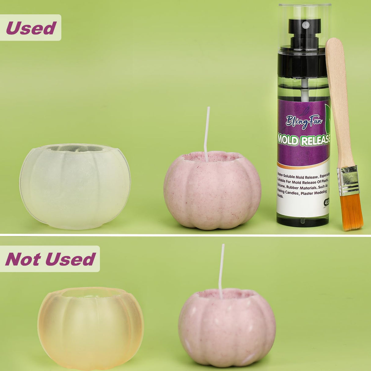 BlingFun Mold Release Spray for Candle Making & Epoxy - Uniform Coverage Fast Drying Non-Stick, Professional Grade Silicone Based Release Agent, Easy to Clean Extends Mold Life Blingfun