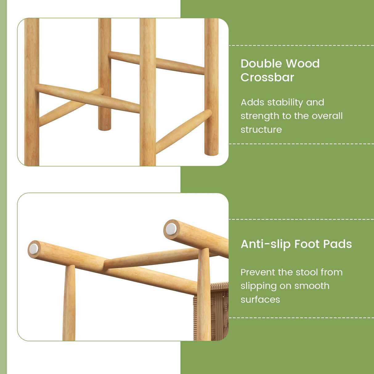 Giantex 26" Counter Height Wood Bar Stools Set of 2, Boho Rattan Barstools, Max Load 330 Lbs, Armless Saddle Kitchen Stools, Backless Wicker Bar Stools for Kitchen Counter Indoor Outdoor Giantex