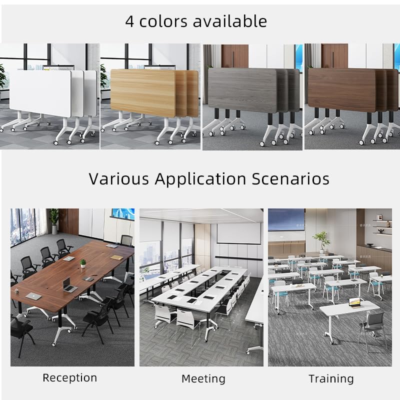 Conference Table, Folding Conference Room Tables with Flip-Top Design, Mobile Seminars Dynamic Meetings Training Tables for Offices, Classrooms, and Meeting Room (Gray, 47.2×15.7×29.5in) Mxespoir