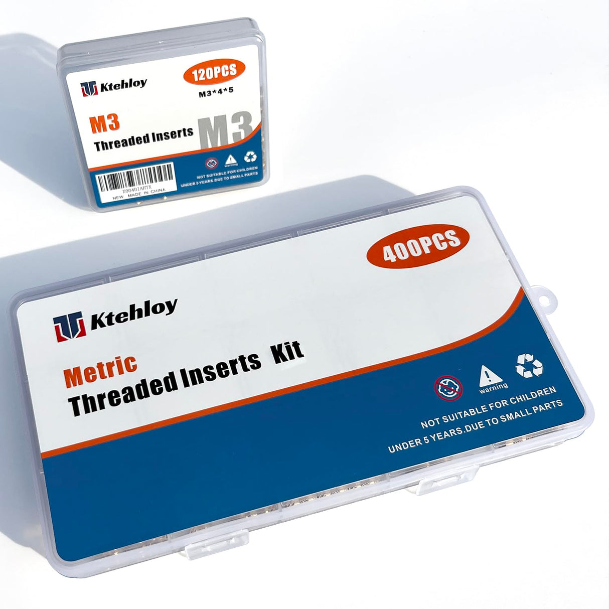 Ktehloy 400Pcs Threaded Inserts, M2 M2.5 M3 M4 M5 M6 Female Thread Metric Knurled Nuts Assortment Kit, Brass Heat Set Insert for Plastic and 3D Printing Components Ktehloy