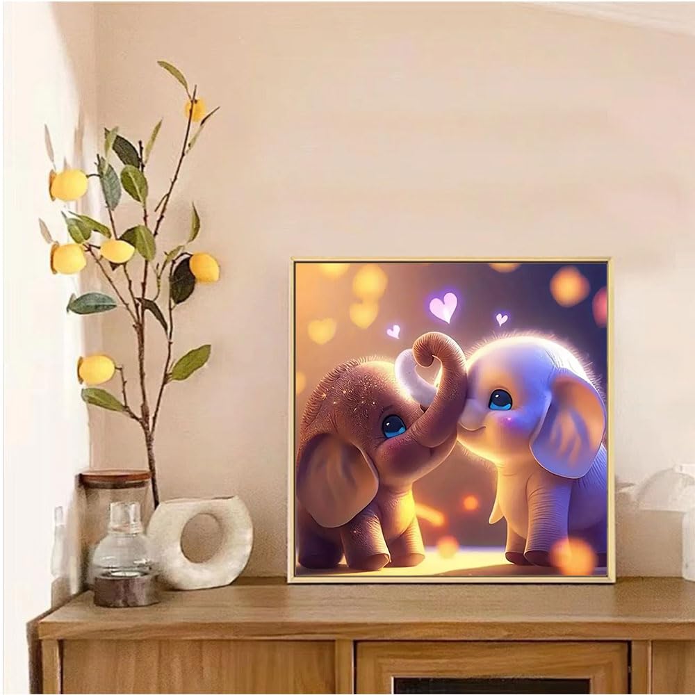 Elephants 5D DIY Diamond Art Kits for Adults,Diamond Art with Full Tools Accessories13.8x13.8 inch,Painting with Round Diamonds for Home Wall Decor Gift(35x35cm) HSENJT
