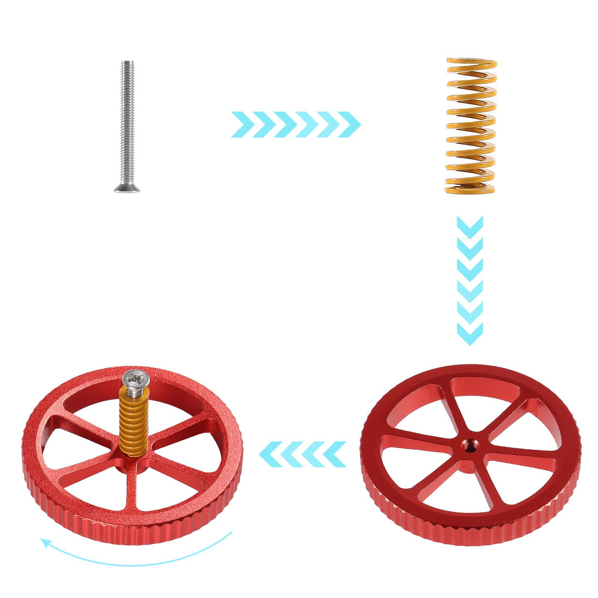 AITIAO Ender 3 Springs Upgrade Kit 4pcs Red Aluminum Hand Twist Leveling Nut+ 5pcs Heatbed Silicone Leveling Column Mounts+4pcs 20mm Springs and Screws for Ender 3/3 Pro/3v2 3D Printer AITIAO