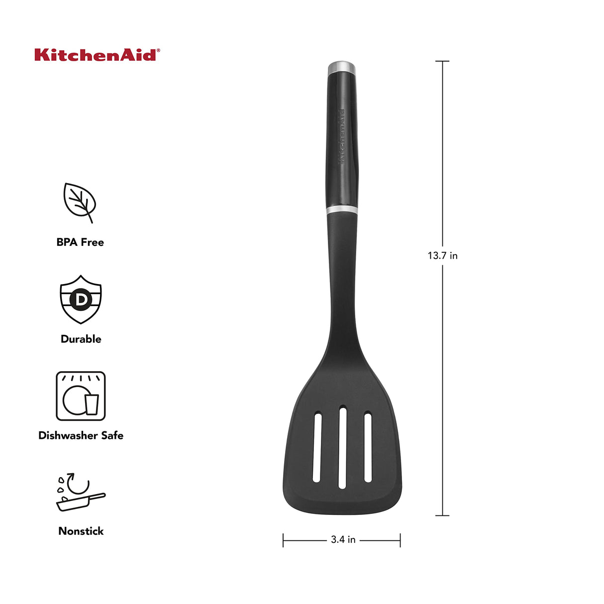 KitchenAid Classic Slotted Turner, One Size, Black 2, 13.66-Inch KitchenAid
