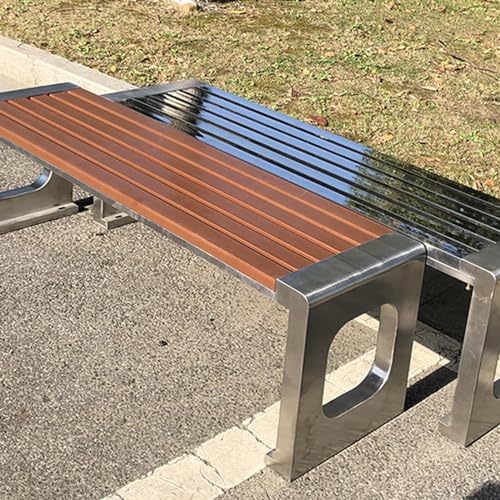 Garden Bench Outdoor Bench, Park Benches For Outside, Two-Person Seat Backless Bench, With Stainless Steel Frame and Wood Seat, For Garden, Porch, Park, Front Door, Balcony, Outdoor, Lawn, Patio (120 JHKJDS