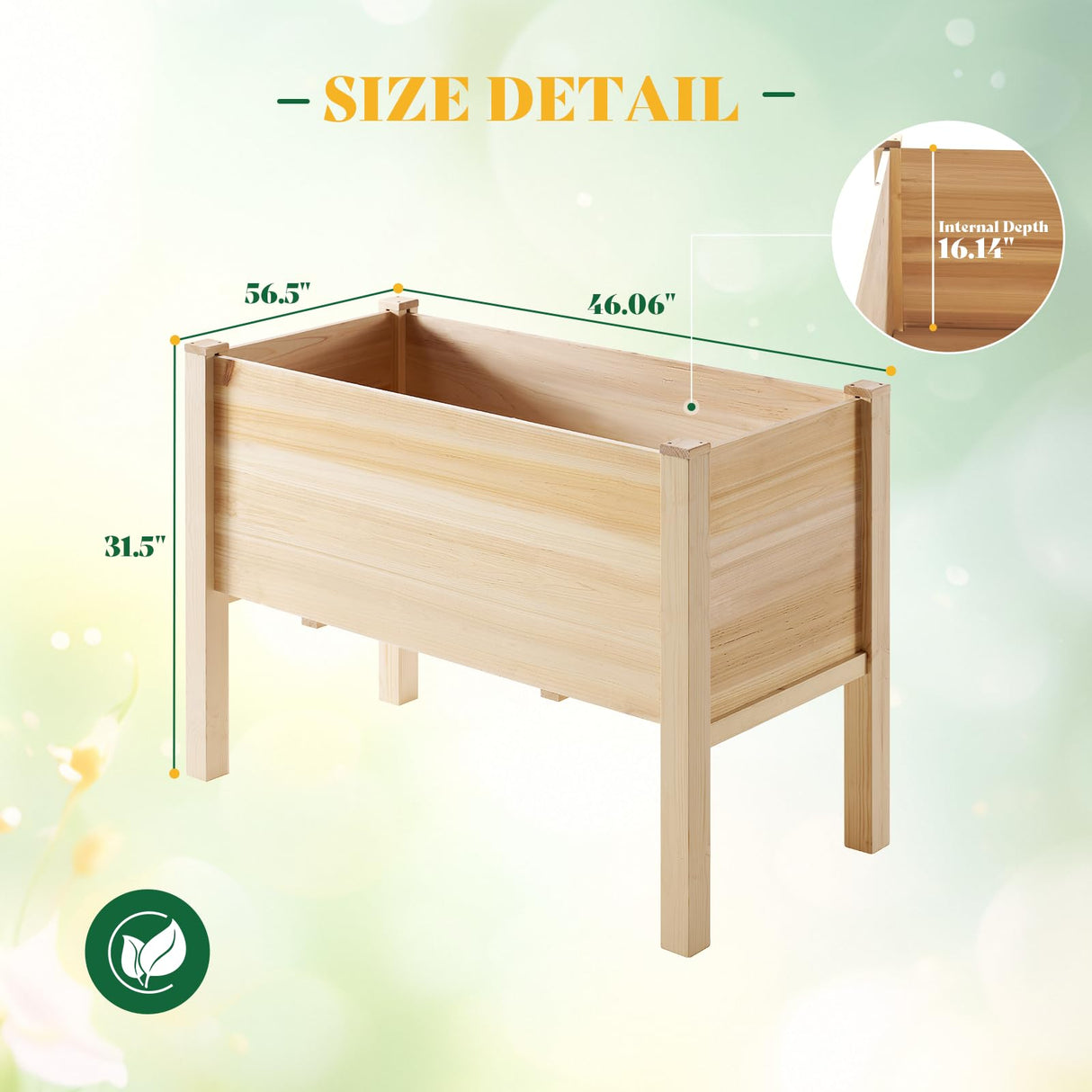 SPECRAFT 4x2 Ft Raised Garden Bed - Features Legs, Drainage Holes, Ideal for Vegetables, Flowers, Elevated Wood Planter Box for Balcony, Patio, Backyard, Easy Assembly Fir Wood SPECRAFT
