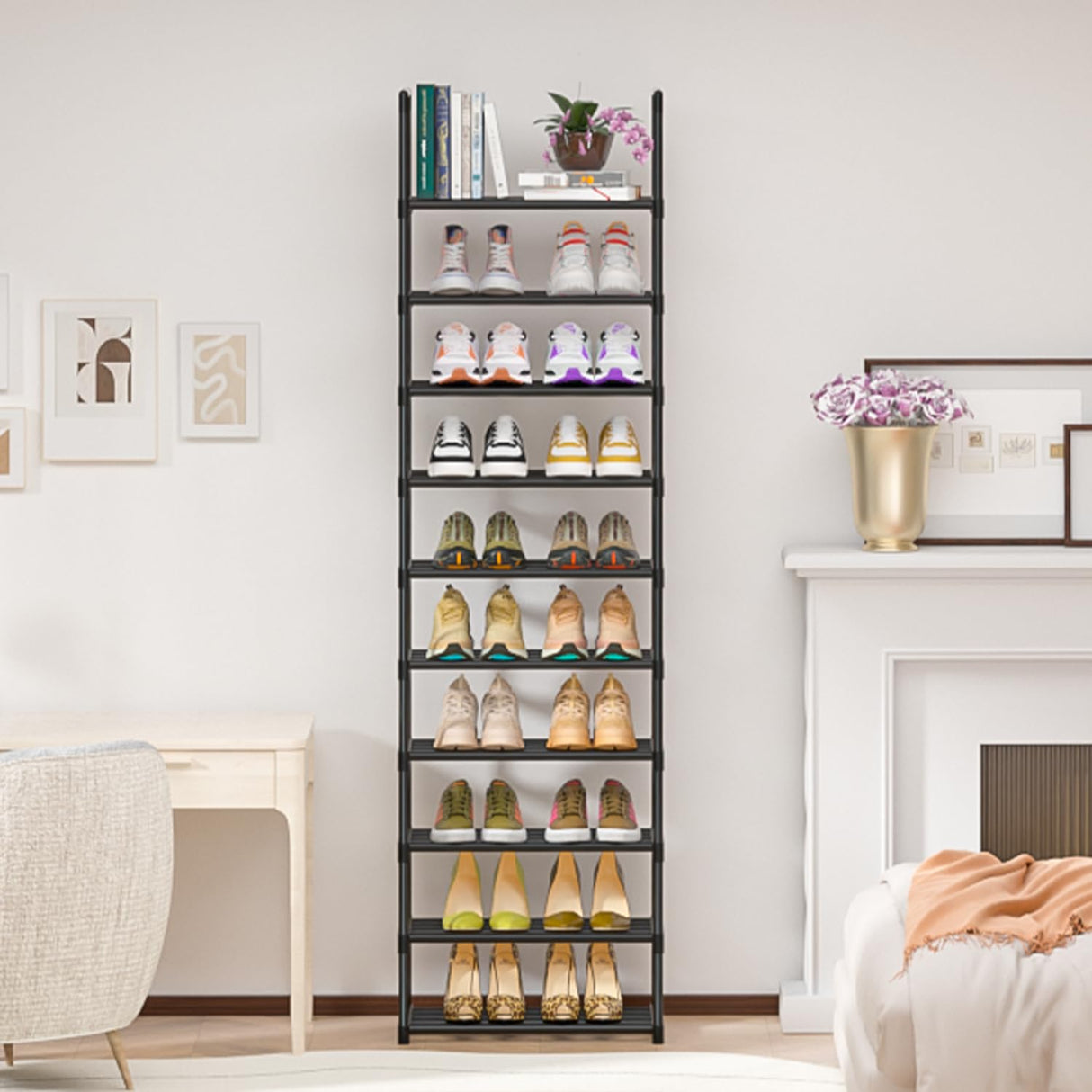 OYREL Shoe Rack, Sturdy Metal Shoe Rack Organizer,Narrow Shoe Rack,Shoe Racks for Closets,Shoes Rack,Shoe Stand,Shoe Shelf OYREL