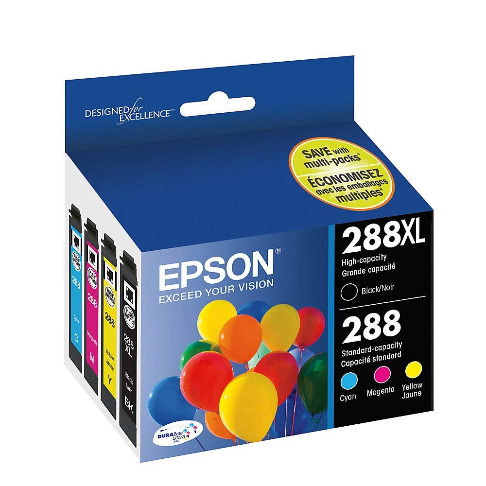 EPSON 288 DURABrite Ultra Ink High Capacity Black & Standard Color Cartridge Combo Pack (T288XL-BCS) Works with Expression XP-330, XP-430, XP-434, XP-340, XP-440, XP-446 Epson