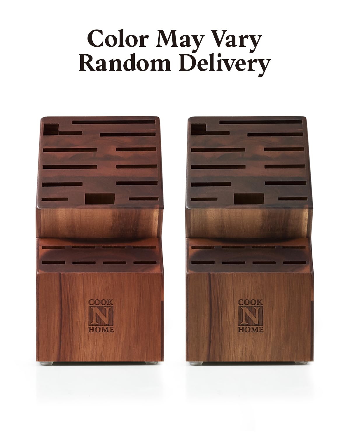 Cook N Home Acacia Wood Knife Storage Block without Knives, 20 Slot Universal Knife Holder Countertop Butcher Block Knife Stand for Easy Kitchen Storage Cook N Home