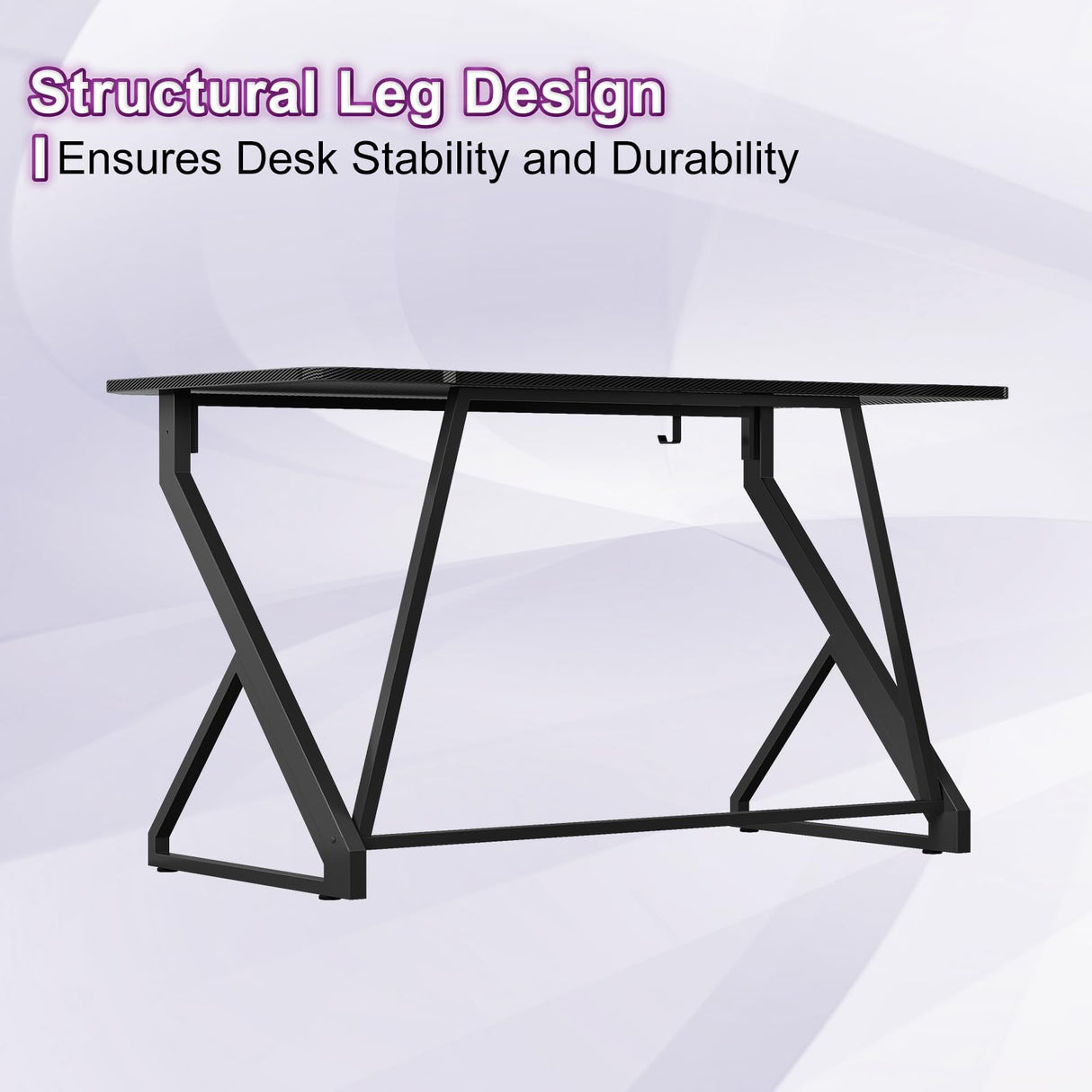 Grandder Gaming Desk Z Shaped 40 Inch Gamer Workstation, Home Computer Carbon Fiber Surface Gaming Desk PC Table with Headphone Hook, Carbon Fiber Black Grandder