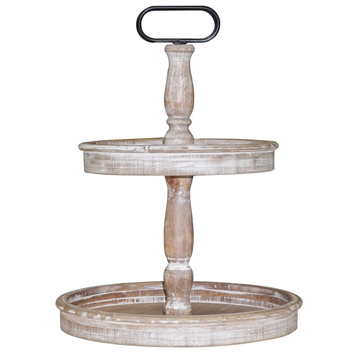 Krismax Decorative Trays - Two Tiered Tray Stand Rustic Tiered Tray Decor Farmhouse 2 Tiered Tray Serving Tray Seasonal & Holiday Decoration Wooden Tray for Coffee Table Farmhouse Display Stand Tray Krismax
