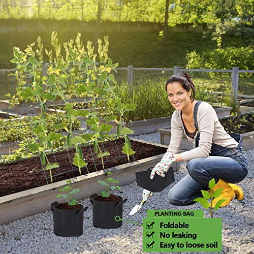 Toriexon Foldable Cucumber Trellis 2 Pack, 46" L X 18" W A-Frame Garden Trellis, Steel Climbing Plants Support Raised Bed Trellis with Twist Ties & Plant Bags for Climbing Plants Outdoor Toriexon