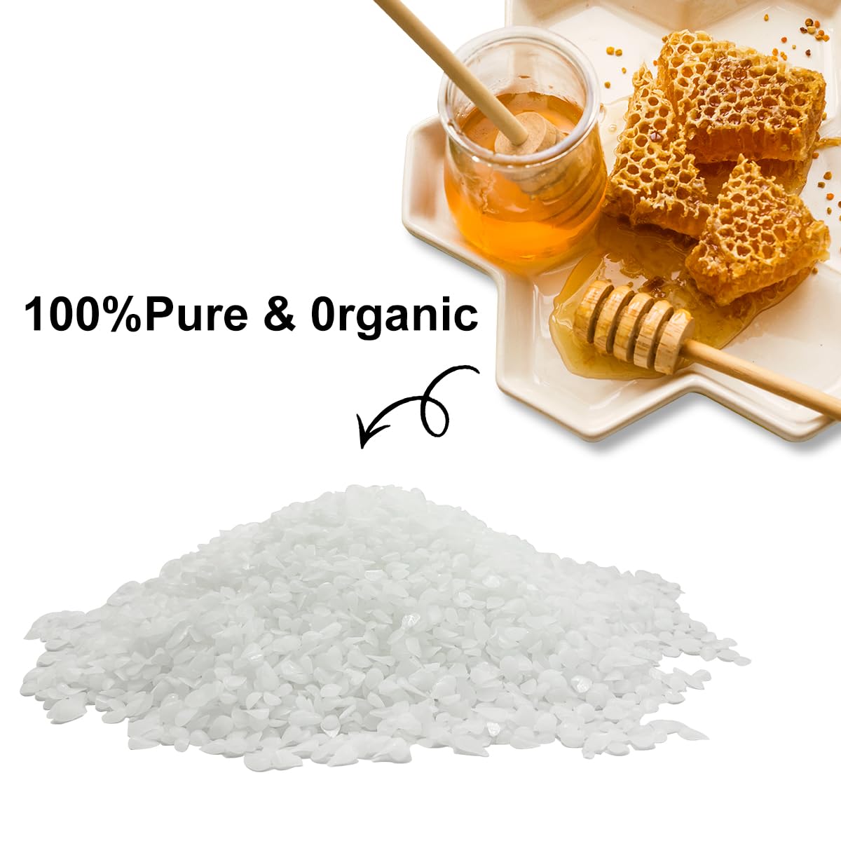 8LB Beeswax Pellets, White Beeswax, 100% Organic Beeswax for Candle Making, Body, Skin Care DIY, Lip Balm and Soap Making Supplies Amastika