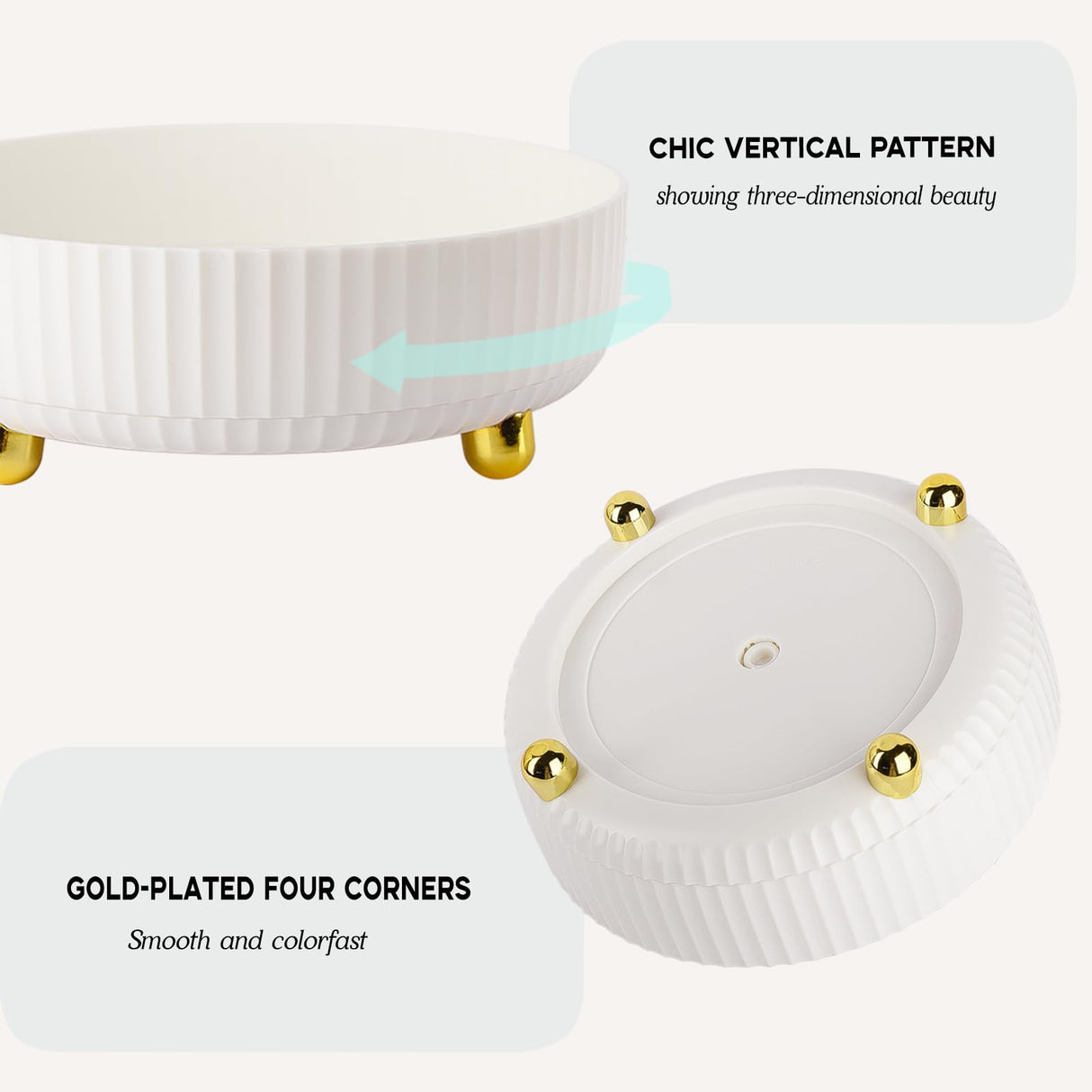 Anyoifax Makeup Perfume Organizer Tray 360 Degree Rotating Lazy Susan Skincare Lotion Organizer Spinning Cosmetics Storage for Dresser, Vanity, Bathroom Countertop, Small Ivory White Anyoifax