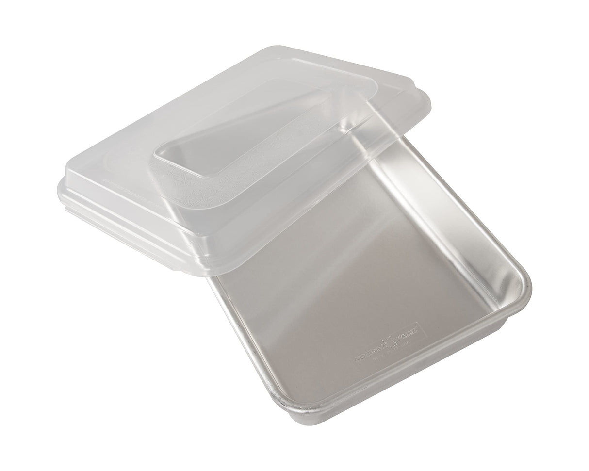 Nordic Ware Natural Aluminum Commercial Cake Pan with Lid, Rectangle Pan with Lid Silver, 9 x 13 Nordic Ware