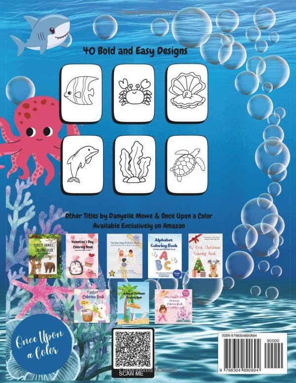 Ocean Life Coloring Book: Bold & easy designs for the young and the young at heart WoodArtSupply
