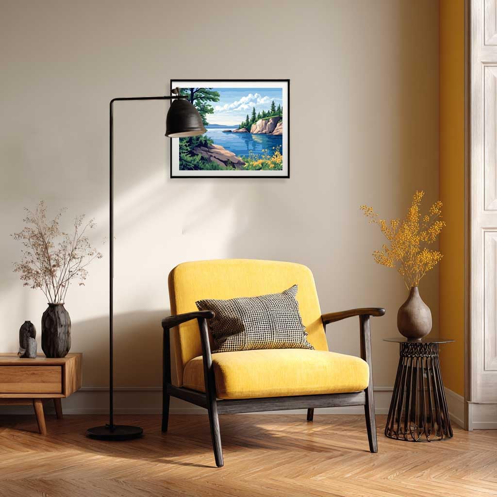 Superior Lake Paint by Numbers, Minnesota Michigan Scenery Paint by Number Kit for Adults, Mountains Lakes Wilderness DIY Oil Painting on Canvas for Home Decor(16x20inch, No Frame) Cawpom