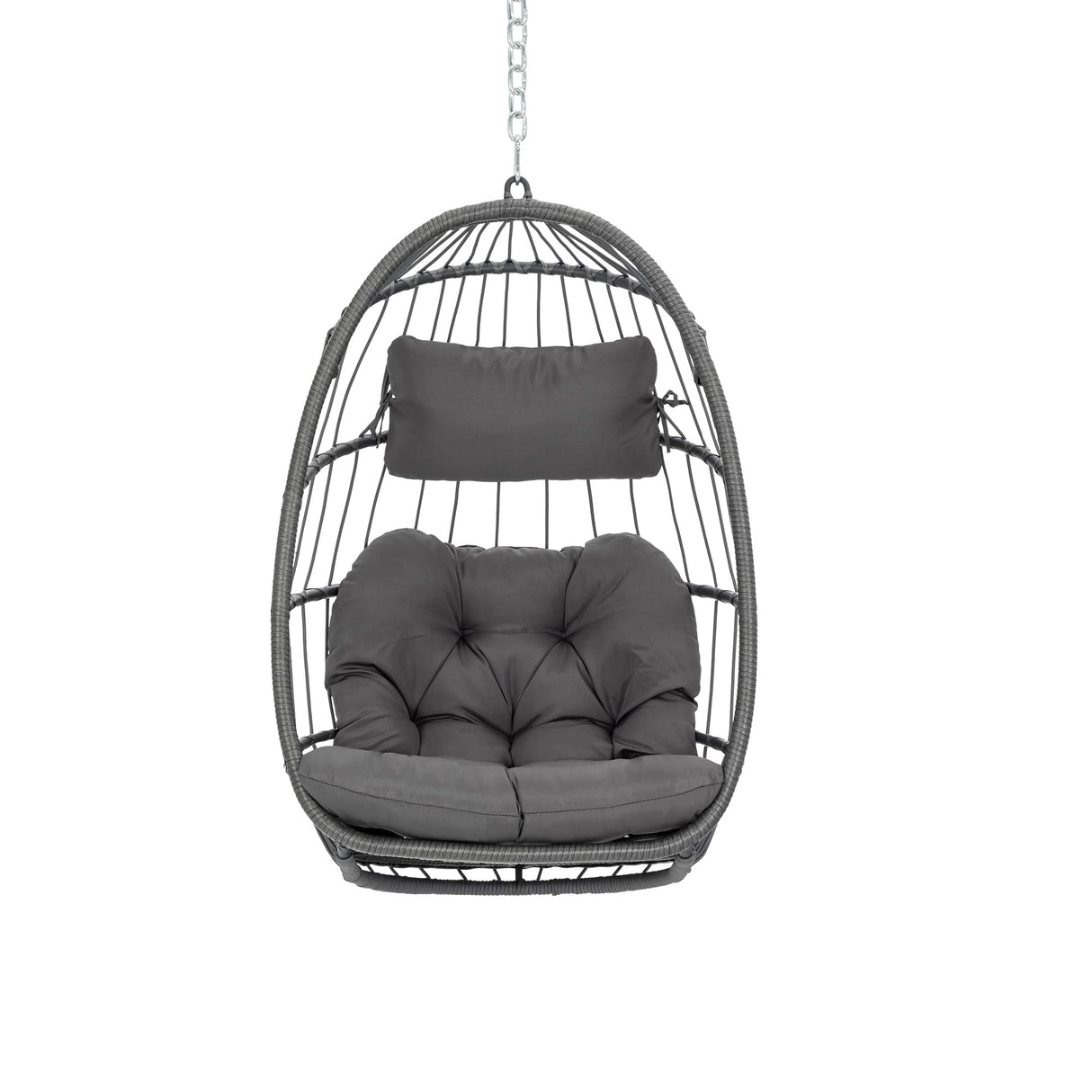 Yechen Hanging Egg Chair Outdoor Without Stand Indoor, Aluminum Foldable Swing Egg Chairs - Wicker Rattan Hammock Egg Porch Swing with UV Resistant Cushions for Bedroom Patio Balcony Yechen
