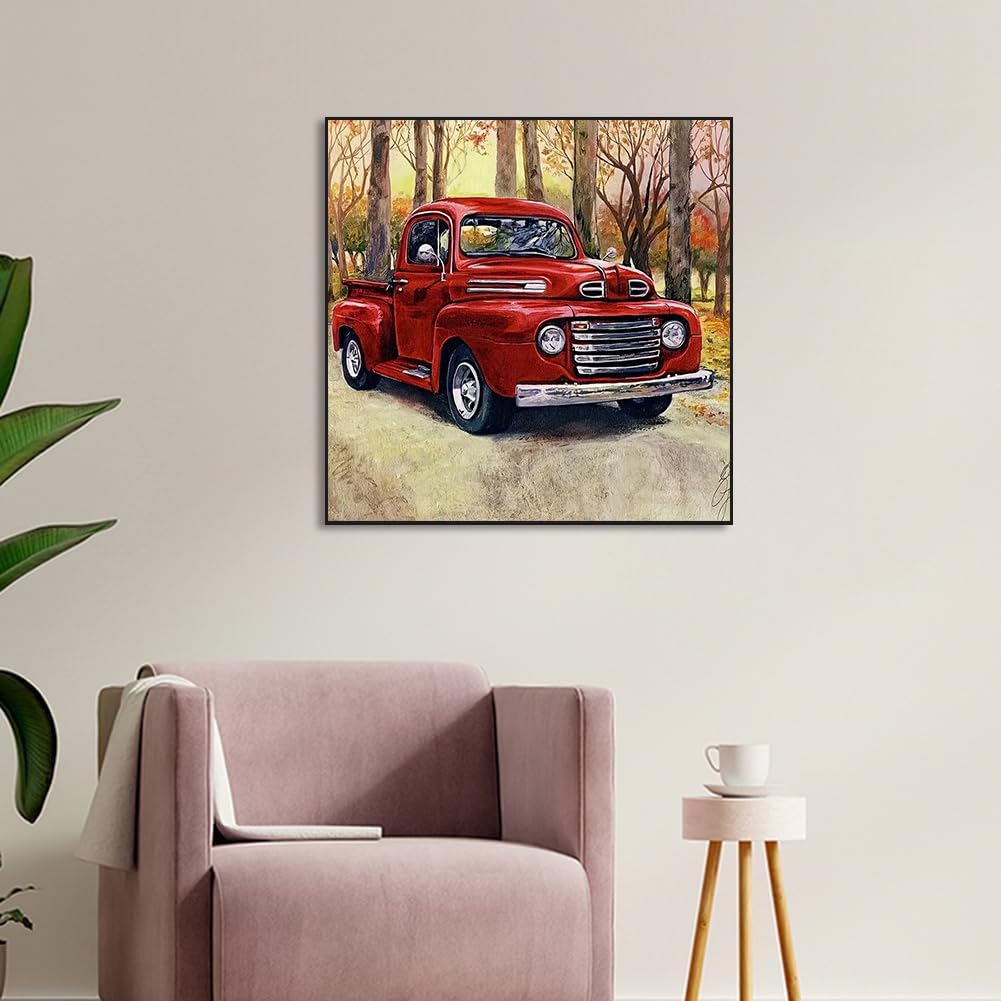KTHOFCY 5D DIY Diamond Painting Kits for Adults Kids, Classic Car Full Drill Embroidery Cross Stitch Crystal Rhinestone Paintings Pictures Arts Wall Decor Painting Dots Kits 11.8X11.8 inch KTHOFCY