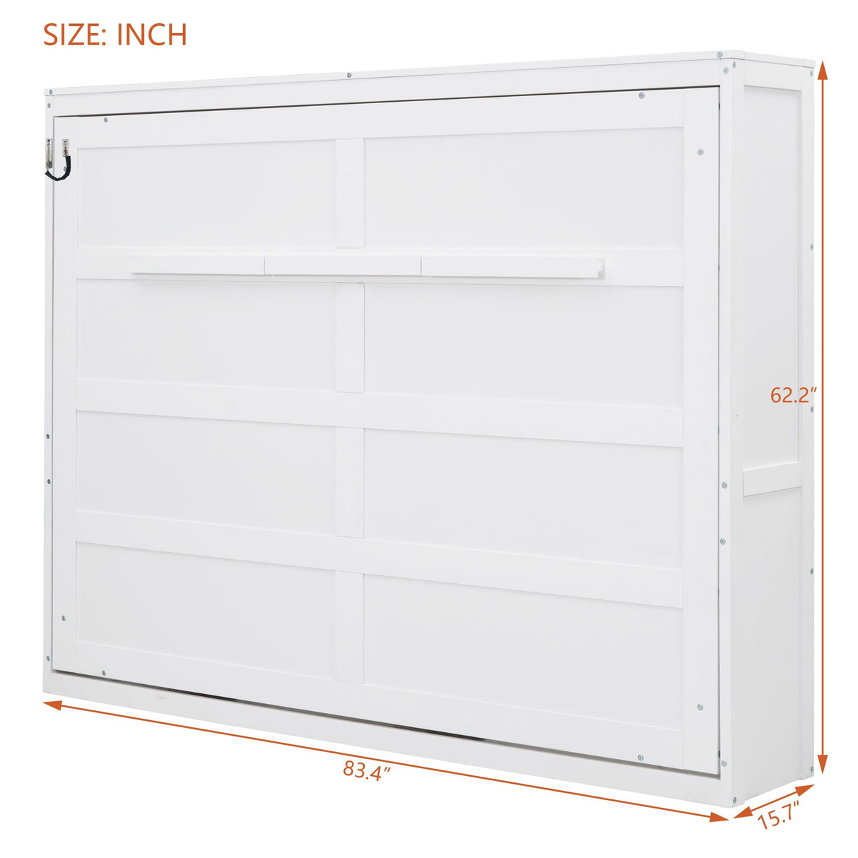 Murphy Bed Full Size, Wood Cabinet Bed Frame with A Storage Shelf, Modern Foldable Wall Bed for Home Office Studio, No Box Spring Needed, White Bellemave