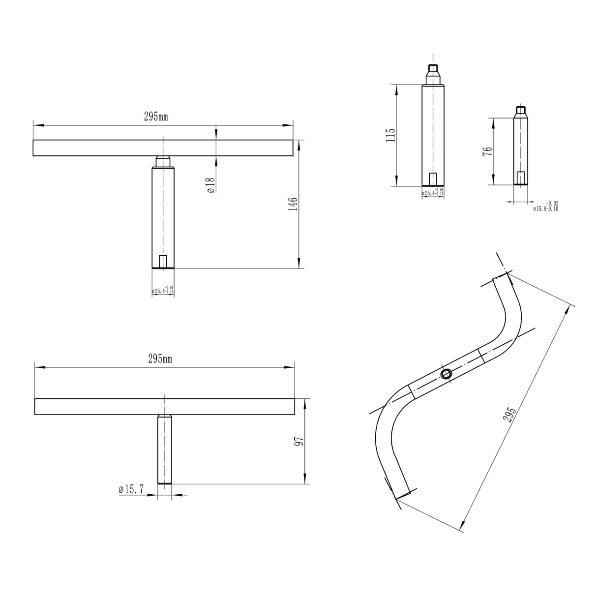 BMWOOD S Shaped Stainless Steel Tool Rest Set with 1" and 5/8" Stems for Woodturning Lathe Bowl Turning. BMWOOD