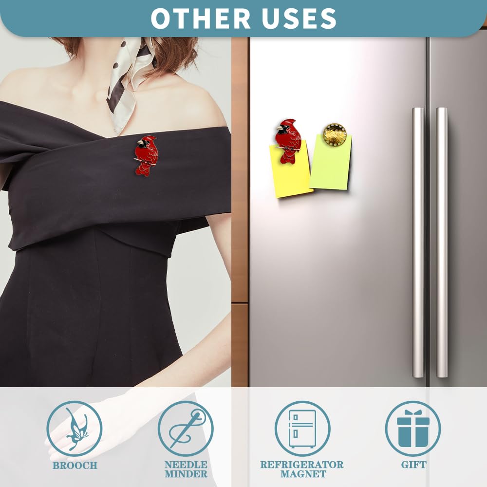 Magnetic Needle Minder Magnet Embroidery Accessories and Supplies Embroidery Needle Holder Cross Stitch Holder Needlework Supplies (Cardinal) seminhoof