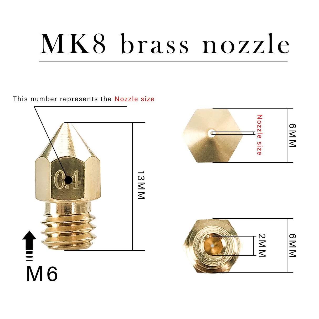 XIFOWE MK8 Nozzles 24 pcs 3D Printer Extruders Brass Nozzles 0.2mm, 0.4mm,0.6mm, 0.8mm, 1.0mm CR-10 Nozzle with DIY Tools and Metal Storage Box for CR-8 / CR-10 / Ender 3 / Ender 3S / 5/6 and so on… XIFOWE