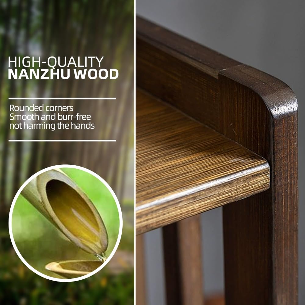 BIRDFBA 2-Tier Meditation Altar Table with Drawers 100% Bamboo Coffee Table Green BIRDFBA