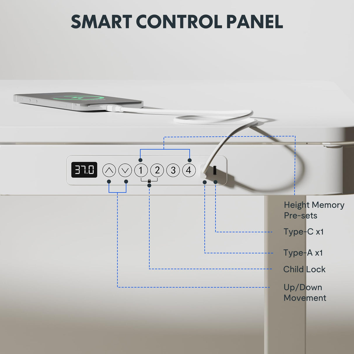 FLEXISPOT 55" White Electric Standing Desk with Drawers, Quick Assembly Home Office Sit Stand Desk with Storage, USB Charging, Computer Desk for Home Office (White Top + Adjustable Frame, Comhar) FLEXISPOT