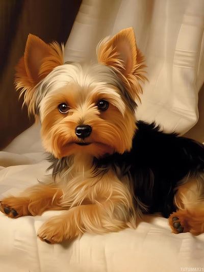 TUTUMAY21 5D Kawaii Yorkshire Terrier Puppies Diamond Painting Kits Animal Dog Yorkie Diamond Painting, Home Wall Decor Crafts 12x16inch