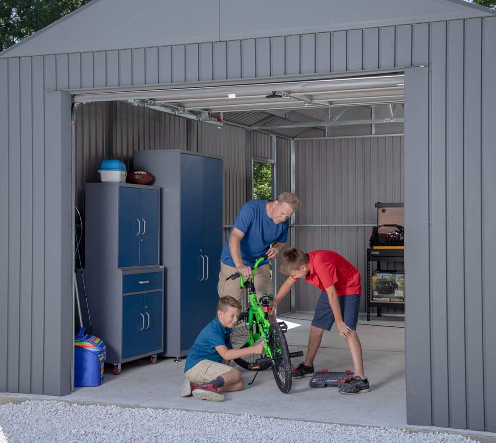 Sojag 12' x 30' Everest Galvalume Steel with Extra Tall Walls Garage Storage Building, Charcoal Sojag