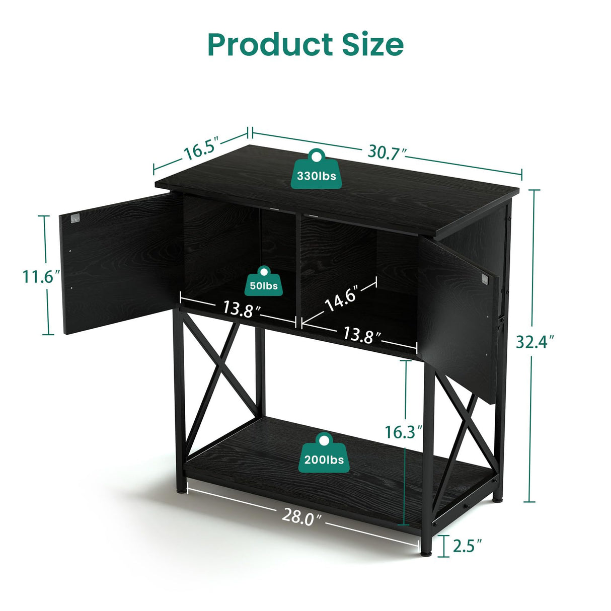 20-29 Gallon Aquarium Stand, Metal Stand Fish Tank Rack with Accessories Storage Cabinet for Aquarium Reptile/Turtle/Fish Terrariums Table 16.5 x 30.7 x 31.8 Inches 330 LBS (Black) IRCPEN